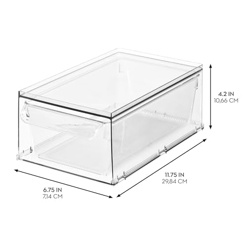 iDesign Stackable Kitchen Storage Drawer for Fridge, Pantry, Under-Sink, or Cabinet - Set of 4 - Clear - style: Pack of 4