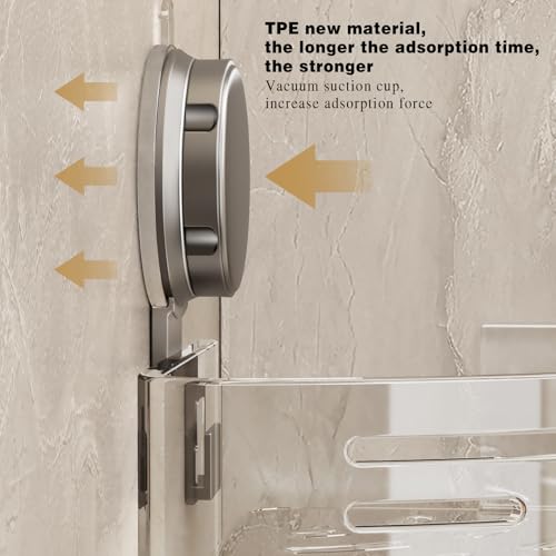 VOLPONE Shower Caddy Corner Suction Cup Shelf Corner No Drilling Bathroom Shower Organizer Storage Rack Adhesive (3-Pack, gray) - style: Without Towel Bar Suction Cup Triangle 3 Tier Gray