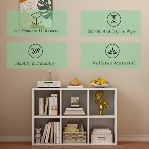 OSCHF 6-Cube Storage Shelf Bookcase - Wooden 3-Tier Floor Standing Open Bookshelf for Home and Office, Display Cabinet, Warm White - color: Warm White, size: 6-Cube
