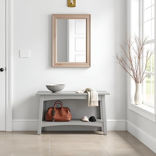 Craftsbury 36-Inch Wood Entryway Bench with Storage Shelf – Dove Gray Accent Bench for Entryway, Hallway, or Living Room – Small Space Seating with Farmhouse Charm by Alaterre Furniture - color: Grey