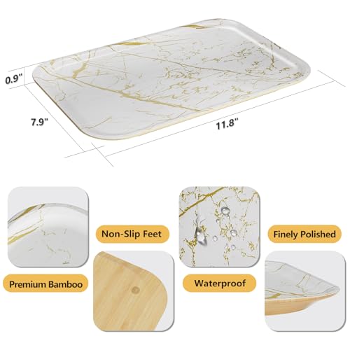 Weenson Bathroom Vanity Tray for Makeup Jewelry Candle Perfume Decor Toilet Tank, Serving Tray for Food Snacks, Kitchen Tray for Countertop Soap Dispenser Spice Coffee Nightstand11.8”L x 7.9”W x 0.8”H - color: White, size: 11.8" x 7.9" x 0.8"