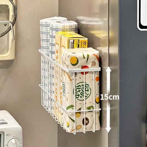 3 Piece Kitchen Cabinet Door Storage Box,Self Adhesive Wall Mounted Storage Boxes,Wardrobe/Bathroom/Refrigerator Small Items Organizer Storage Box (White3) - color: White3