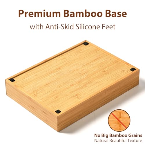 Umilife Bamboo Kitchen Drawer Organizer, 11 Inch Silverware Utensils Tray Holder with Grooved Dividers, 2.4" High Wood Caddy for Flatware Cutlery Knives - size: 11 x 14 inch (5 Slots)