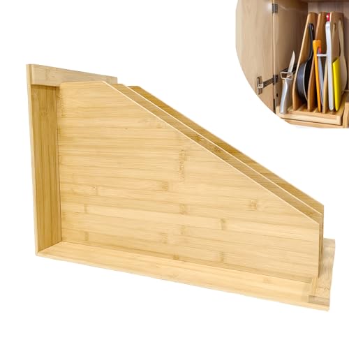 Tray Dividers for Kitchen Cabinets, 15.5inch x22.5inch x12inch,Cabinet Tray Dividers, For Cookie Sheets, Baking Sheets,Racks Lids, Flat Items, Perfect for Organizing Cabinets, 5 Years Warranty - size: 4 Tier Tray Dividers for Cabinets, style: 4 Tier Bambo
