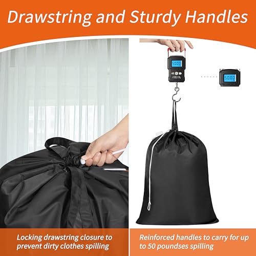 Polecasa 2 Pack Extra Heavy-Duty Laundry Bag 28x36”- Machine Washable Large Storage Bag with Reinforced Handles & Drawstring Closure & ID Tag for College Dorm Travel -Black - color: Black, size: 28" x 36" | 2 Pack