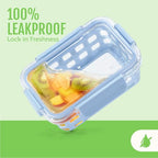 Ello Duraglass 3.4 Cup Meal Prep Sets 10Pc, 5 Pack Set- Glass Food Storage Container with Silicone Sleeve and Airtight BPA-Free Plastic Lids, Dishwasher, Microwave, and Freezer Safe, Fruit Salad - color: Fruit Salad, size: 3.4 Cup