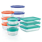 Pyrex Simply Store (12-Pack) Glass Food Storage Containers Set, (1, 2, & 3 Cup) Meal Prep Containers with Plastic BPA-Free Lids, Dishwasher & Microwave Safe - size: 12 Pack