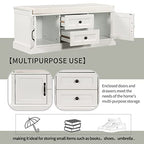 P PURLOVE Rustic Wood Entryway Bench with 2 Cabinets and 2 Drawers, Wood Shoe Bench with Removable Cushion for Hallway, Entryway - color: White, size: with 2 Drawers and 2 Cabinets