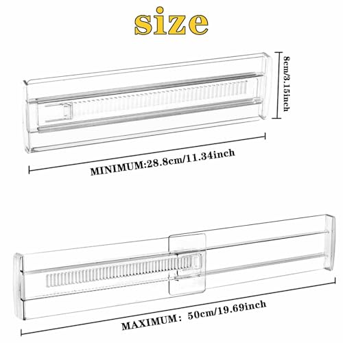 4 Pcs Drawer Dividers for Clothes, 3.15" High 11.34"-19.69" Adjustable Expandable Dresser Drawer Organizer, Clear Plastic Separators for Dresser, Baby Clothing (4, clear) - color: clear