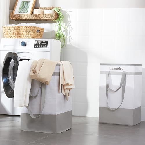 FairyHaus Laundry Basket 78L, 2Pack Laundry Hamper with Easy Carry Handles, Collapsible Laundry Baskets Hampers for Bathroom Clothes Storage Grey - color: Gray, size: 78L