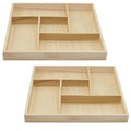 5 Section Wooden Trays – 10" × 10" Square Organizers with Compartments for Crafts, Drawer Tidying, Snacks, and Display | 2 Pack - size: 5 Section