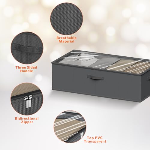 Under Bed Storage Containers, 10 Inches Tall 80L, Foldable Underbed Storage Bags, Closet Organizers and Storage Bins for Clothes and Blankets, Sweaters, Shoes,2-Pack (Black, 31.5x15.8x10 In) - color: Black