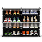HOMIDEC Shoe Rack, 4 Tier Shoe Storage Cabinet 16 Pair Plastic Shoe Shelves Organizer for Closet Hallway Bedroom Entryway Black - color: Black, style: 2 by 4