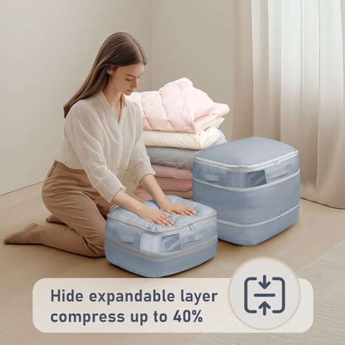 DIMJ Compression Storage Bags 6 Pack - Blanket Storage Bags with Window Zipper, Ultra Space Saving Self Compression Organizer for Puffer Jacket, Bedding, Lightweight Comforter Duvet, Sweater, Sheet - color: Gray, size: 39L x 6 Pack