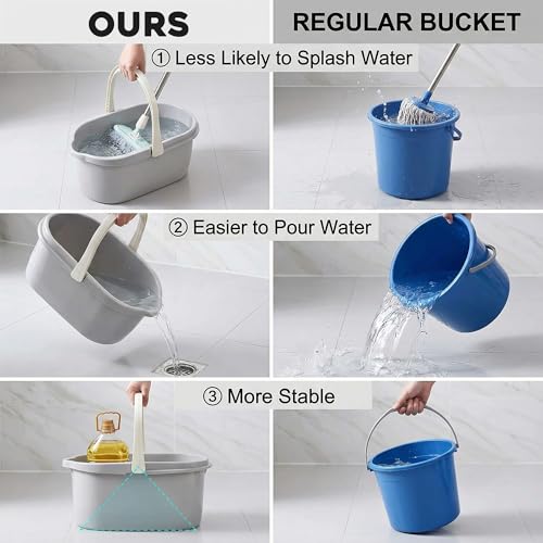 Haundry 4.5 Gallon Cleaning Bucket, Good Grips Household Mop Bucket for Cleaning Supplies, Cleaning Caddy Organizer Basket with Handle, 17.1L, Grey - color: Gray