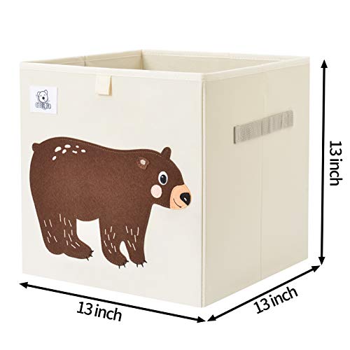 CLCROBD Foldable Animal Cube Storage Bins Fabric Toy Box/Chest/Organizer for Toddler/Kids Nursery, Playroom, 13 inch (Bear) - color: Bear