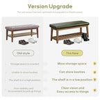 HUIMO Entryway Shoe Bench with Cushion, End of Bed Bench,Upholstered Bench for Kitchen, Bench with Solid Wood Shelf, Leather Ottoman Bench for Hallway, Living Room (PU-Green) - color: Pu-green