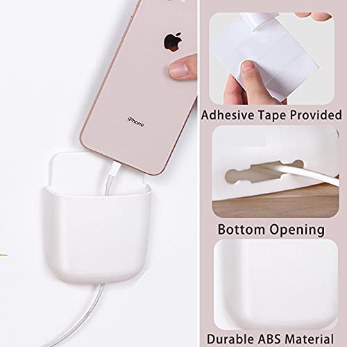 3 Pack Remote Control Holder Wall Mount Holders Hole-Free Phone Charging Organizer Pen Storage Containers For Home Office School Supply Storage (White) - color: White