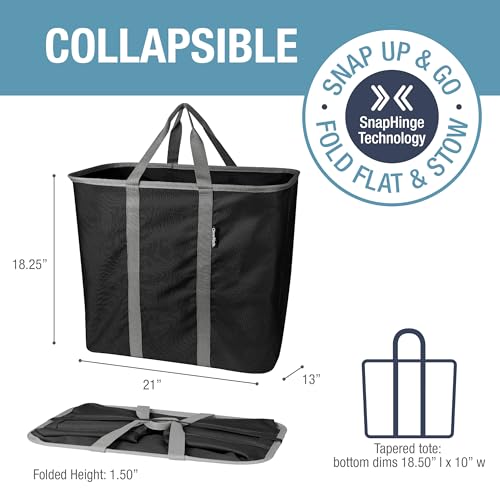 CleverMade Collapsible Laundry Caddy - Black Charcoal 2-Pack 64L - Foldable Storage Organization Container for Clothes Laundry Room Storage Solution - color: Black/Charcoal