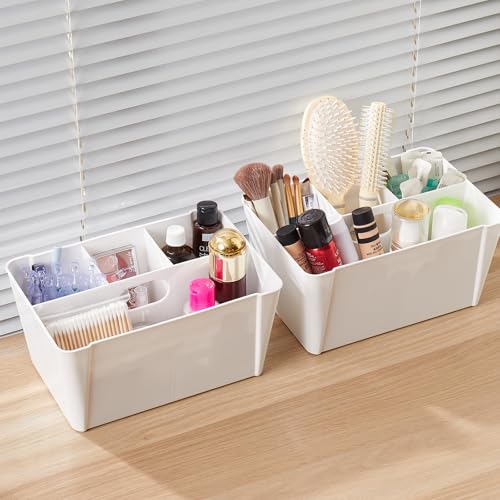 MACOPRO 17QT Craft Storage Box with 2 Removable Caddy Trays, Clear Stackable Plastic Organizer with Lid for Art Supplies, Beads, Sewing Tools, Pens & Kids Toys (White, 1Pack-2-in-1) - size: 1Pack-2-in-1