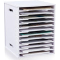 Juexica 12 Tier 8.5" x 11" Scrapbook Paper Organizer, White Cardstock File Organizer with Adjustable Shelves, Stackable Paper Trays, Desktop Storage Rack Document Holder for Desk Home Office - style: 12 Tier