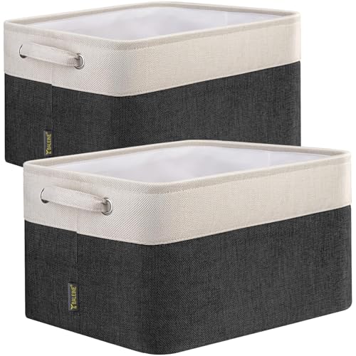 BALEINE 2 Pack Fabric Closet Storage Bins for Shelves, Linen Closet Organizers and Storage, Decorative Baskets for Organizing, Shelf, Clothes, Home, Office (Black, 15"x11"x9.5") - color: Black, size: 2PCS/Large-15x11x9.5
