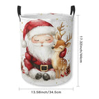 Santa Claus and Deer Laundry Basket Foldable Laundry Hamper with Handles Clothes Storage Bin for Household Bedroom Bathroom Dorms 17.3"x13.6" - color: Santa Claus and Deer