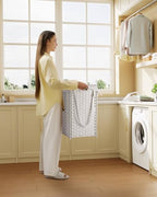 Greenstell Laundry Hamper with Wheels, No Install Needed, 110L Divided Handwoven Hampers & 2 Removable Liner Bags, Rattan Clothes Laundry Basket with Lid & Handles, Foldable Hampers White - color: White, size: 110L: 22.0x13.5x26.4 Inches