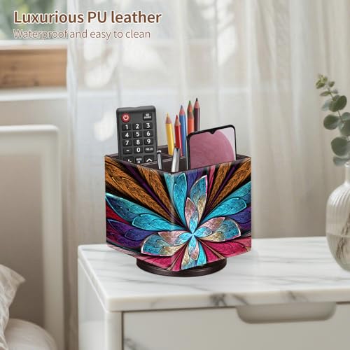 YAPISHI Remote Control Holder TV Remote Caddy for Table, 360 Swivel Nightstand Organizer for Bedroom Accessories/Bedside Remotes/Media Controllers/Office Supplies, Home Decorations for Living Room - color: Flower Fractal