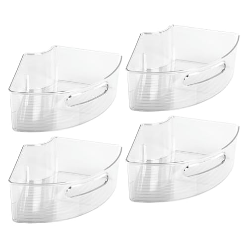 iDesign Plastic Lazy Susan Cabinet Storage Bin, 1/4 Wedge Container for Kitchen, Pantry, Counter, BPA-Free, 12.5 in x 6.75in x 4in Set of 4, Clear