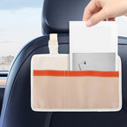 Car Seat Back Organizer Bag with Pu Pockets, Hanging Storage Pouch for Outdoor Camping and Picnic, Sofa Side Pocket in Ivory White, Portable Vehicle Storage Bag
