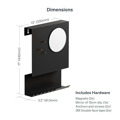 Key Holder Wall Mount and Mail Organizer - Hide Your Mail with a Modern and Minimal Look (Black) - color: Black