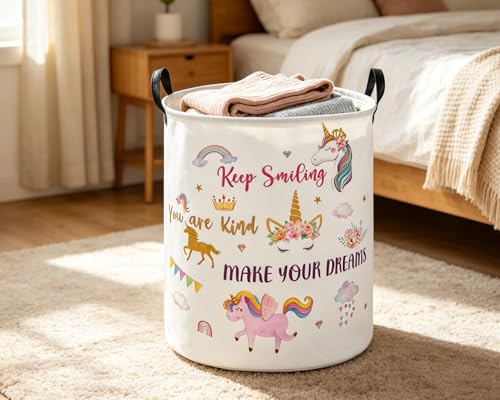 Essme Kids Laundry Basket,Unicorn Hamper Collapsible Waterproof Storage Bin for Girls,Gift Baskets(Color Unicorn) - color: Color Unicorn