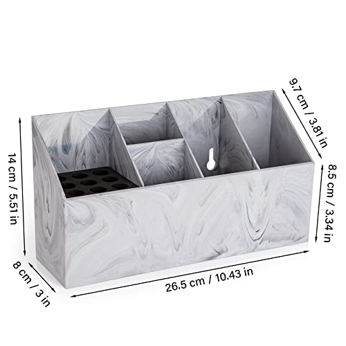 Noverlife Salon Shear Holder, Large Marble Pattern Hair Stylist Shears Rack Neat Desk Organizer, Professional Barber Scissor Holder Pet Grooming Storage Box Container Case for Clippers Combs Clips - color: Marble Style - White