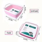 FOSJGO 2.4 Gal(9L) Collapsible Dish Basin with Drain Plug,Space Saving Multiuse Foldable Sink Tub,Dishpan,Kitchen Sink for Camping,Plastic Tub,Vegetable Washing,RV… - color: Pink