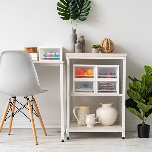 IRIS USA 6 Qt. Plastic Drawer Storage Organizer Stacking Drawers, 2-Pack, Stackable Unit with Sliding Drawer for Bedroom Kitchen Under Sink Pantry Craft Room Bathroom Dorm Office, White - size: 6 Qt., style: 2 Pack