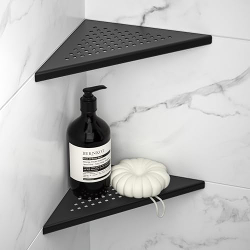 8'' Corner Shower Shelf 2 Pack, 304 Stainless Steel Grout in Bathroom Shelves, Recessed Shelf Rack for Tiled Wall (8'', Black) - color: Black, size: 8''