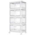 Kmiectse Clear Storage Bins with Lids - 4 Tier Plastic Bins with Wheels, Stackable Storage Bin, Closet Organizers Box for Bedroom, Living Room, 23 QT Folding Box with Magnetic door - size: 23QT-4Pack&1Lid