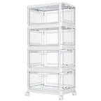 Kmiectse Clear Storage Bins with Lids - 4 Tier Plastic Bins with Wheels, Stackable Storage Bin, Closet Organizers Box for Bedroom, Living Room, 23 QT Folding Box with Magnetic door - size: 23QT-4Pack&1Lid