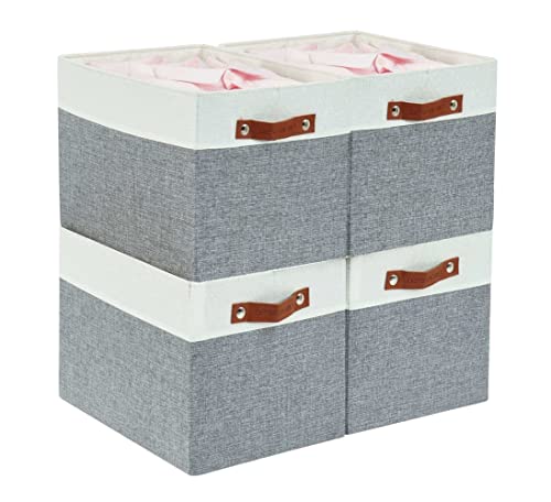 DECOMOMO Kallax Storage Cubes - 13x15x13 Storage Bins, Baskets for Organizing Shelves (Grey and White, 4-Pack) - color: Grey and White, size: Kallax 13"x15"x13" /4pcs