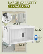 OlarHike 76QT Lockable Storage Bins with Lids - Folding Storage box with Doors and Wheels, Collapsible Plastic Bins for Closets, Office, Stackable Organizer and Containers, Gifts, 3 Pack Cubes - size: 76QT-White, style: 3Pack