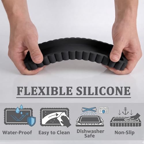 Small Silicone Bathroom Vanity Tray, Sink Caddy for Dish Soap Dispenser, Sponge Holder for Kitchen Sink, Rectangle Bathroom Countertop Organizer for Perfume, Jewelry, Candle (7.9” * 4”, Black) - color: Black, size: 7.9" x 4" x 0.7"