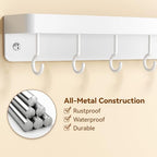 niffgaff White Key Holder Wall Mount, Stainless Steel Self Adhesive Hooks Rack with Shelf, No Drill Key Hanger for Door and Wall - color: White