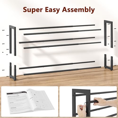 FAVOOSTY 3-Tier Expandable Shoe Rack, Adjustable Shoe Shelf Storage Organizer Space Saving Metal Free Standing Shoe Rack for Entryway Closet Doorway, Black - color: Black, size: 3 Tier
