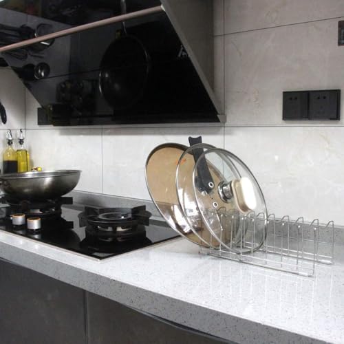 FLSEPAMB Pot Lid Organizer Pan Lid Organizer Kitchen Pot Lid Rack Suitable for Bakeware Dish Plate, Cutting Boards, Pots & Pans, Serving Trays, Reusable Holder (2 Pack) - size: 2 Pack