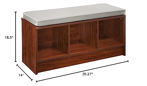 ClosetMaid 1633 Cubeicals 3-Cube Storage Bench, Dark Cherry with Gray Cushion - color: Dark Cherry With Gray Cushion