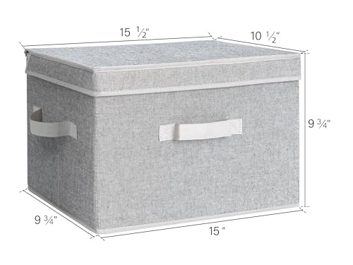 StorageWorks Fabric Storage Bins with Lid, Decorative Storage Boxes for Shelves, Stackable Closet Organizer Basket with Handles, Large, Gray, 2-Pack - color: Gray, size: Large