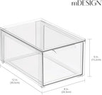 mDesign Plastic Stackable Bathroom Storage with Pull Out Bin Organizer Drawer for Cabinet, Vanity, Shelf, Cupboard, Cabinet, or Closet Organization - Lumiere Collection - Clear - size: 8 x 12 x 6 (Pack of 1)