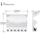 DOPACE Key and Mail Holder for Wall, Mail and Key Holder, Mail Organizer Wall Mounted with 6 Key Hooks, White