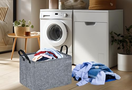 Rec Box Hamper Storage Basket Collapsible Organizer Bin Gift Shelf Baskets for Home and Kitchen Storage - color: Grey